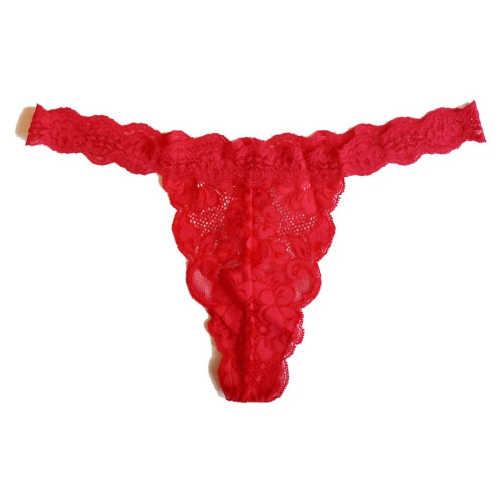 *50off3* NWT We Are HAH T String Me A Thong Panty XL Siren Red Stretch Lace